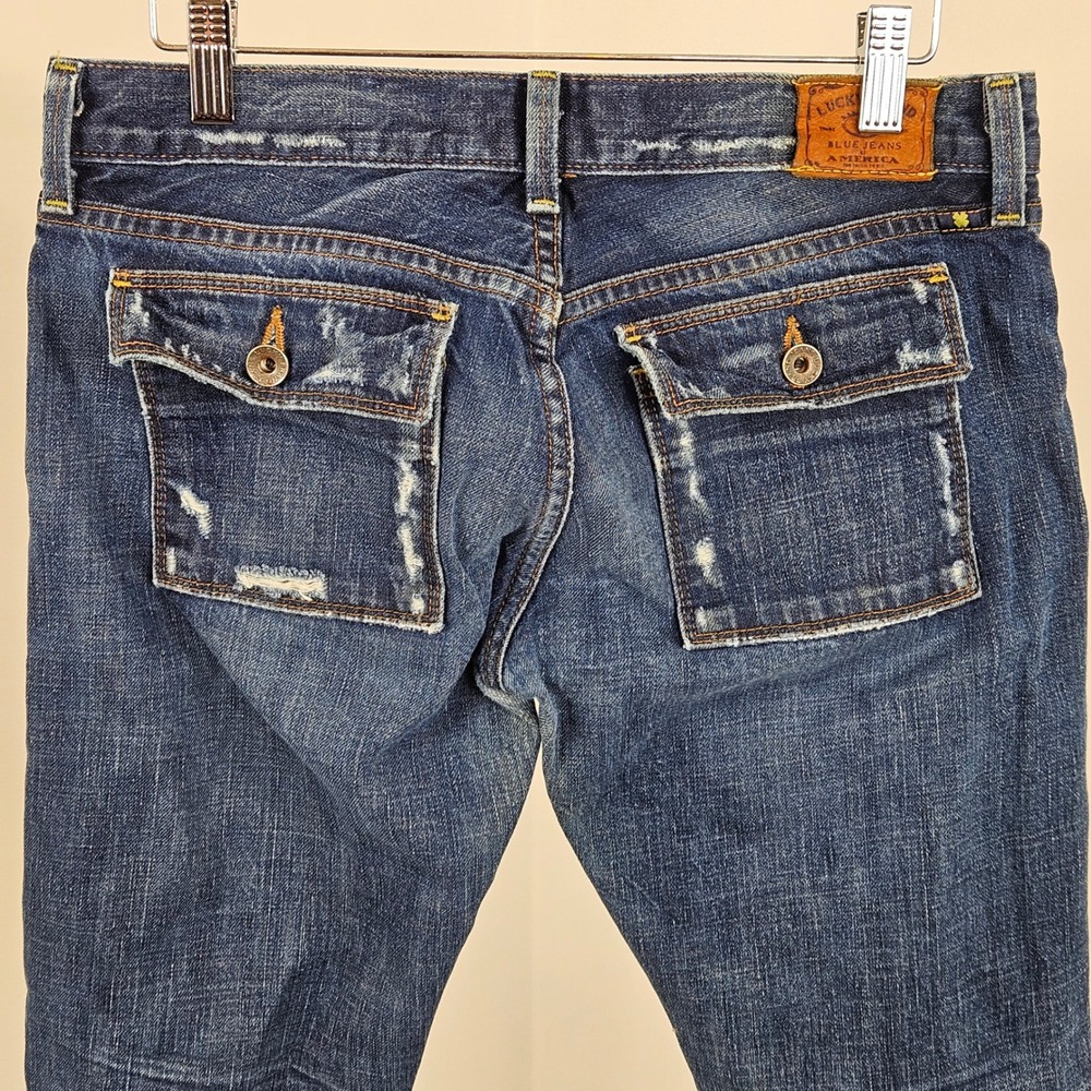 Lucky Brand Porkchop Ankle Crop Jeans Womens 2/26 Blue Good Distressed - Picture 12 of 16